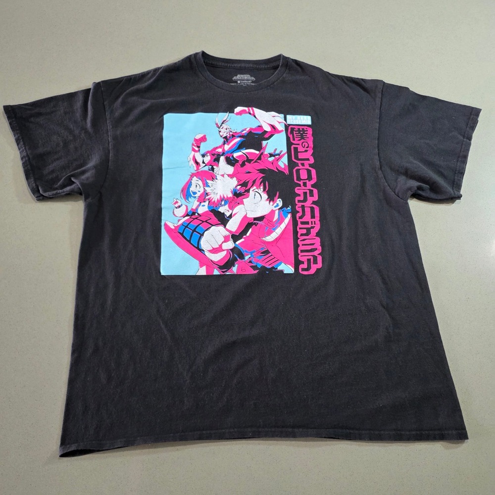 My Hero Academia Crunchyroll Mens XL Black Graphic T-Shirt Anime Deku All Might